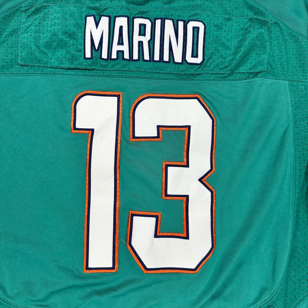 Nike Miami Dolphins Dan Marino 13 Stitched NFL Jersey Teal Mens 48 XL - Picture 11 of 12